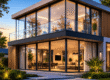 Moderne nieuwbouwwoning met grote glazen gevels, energiezuinige isolerende beglazing en veel natuurlijke lichtinval als voorbeeld van duurzame glasoplossingen voor nieuwbouwprojecten.